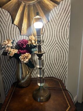 Vintage acrylic and brass table lamp
